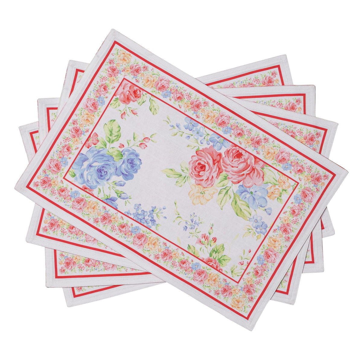 Placemats Set of 4 Reusable 100% Cotton (140 - Vintage Floral / 13" X 19" (Pack of 4))