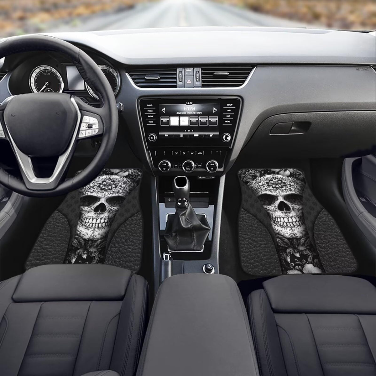 Black Skull Car Floor Mats for Men (Black Skull)