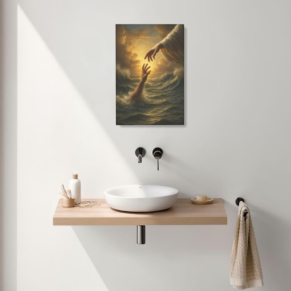 Jesus Wall Art Christian The Hand of God Wall Decor Religious Bible Canvas Paintings Pictures Christ Prints Artwork Framed Decorations For Church Prayer Room Bedroom Living Room Gifts 16" x 24" (Jesus / 24"L x 16"W)