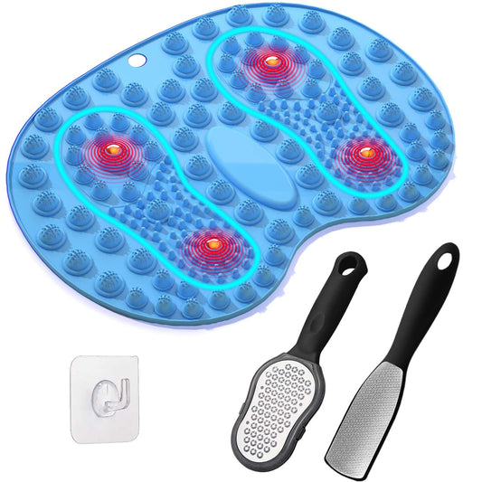 Foot Massage Mat and Foot File Set (Blue+black)