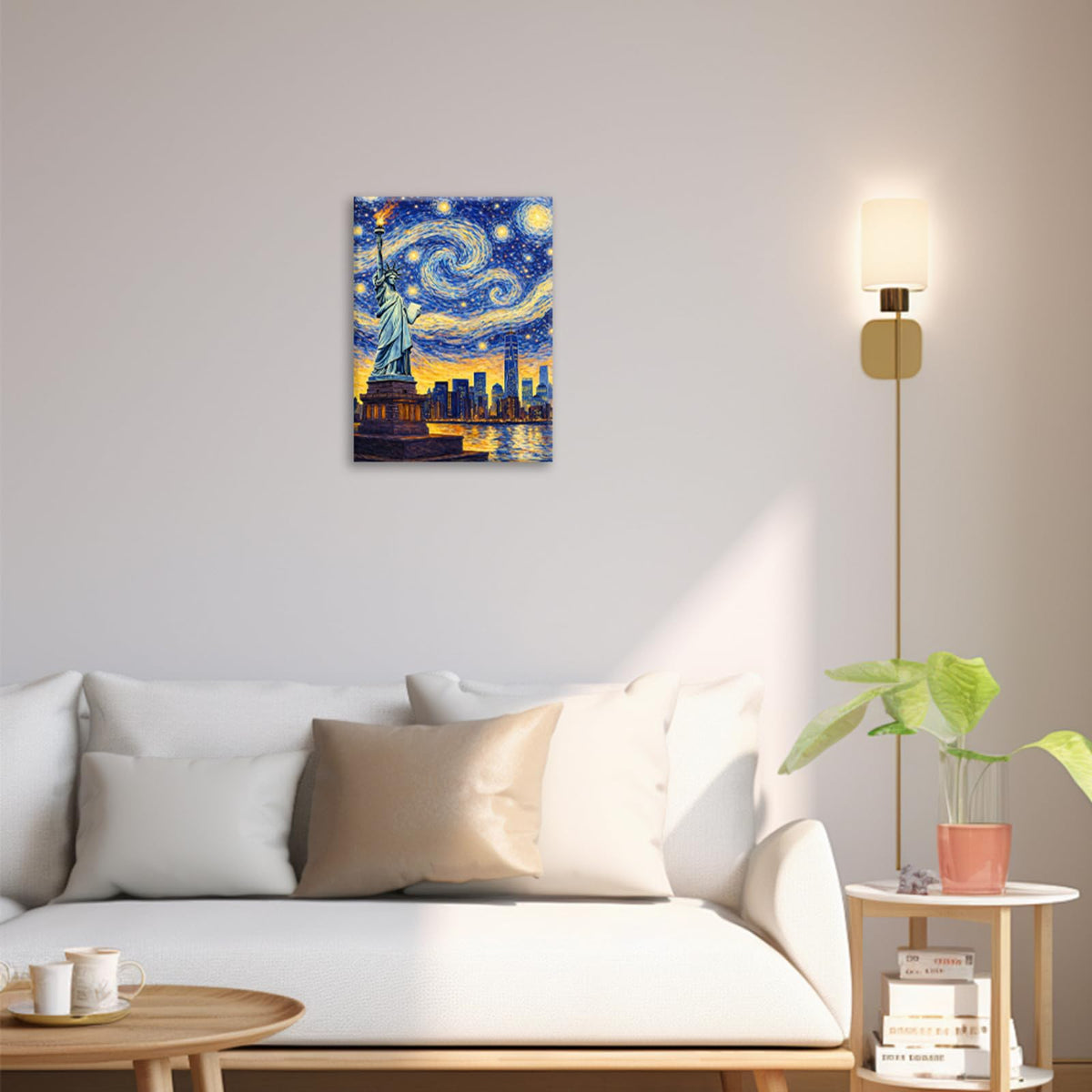 New York City Wall Art Statue of Liberty Wall Decor Starry Night Canvas Painting Pictures for Bathroom Bedroom Living Room 12"x16" (Statue Of Liberty Starry Sky / 16"L x 12"W)