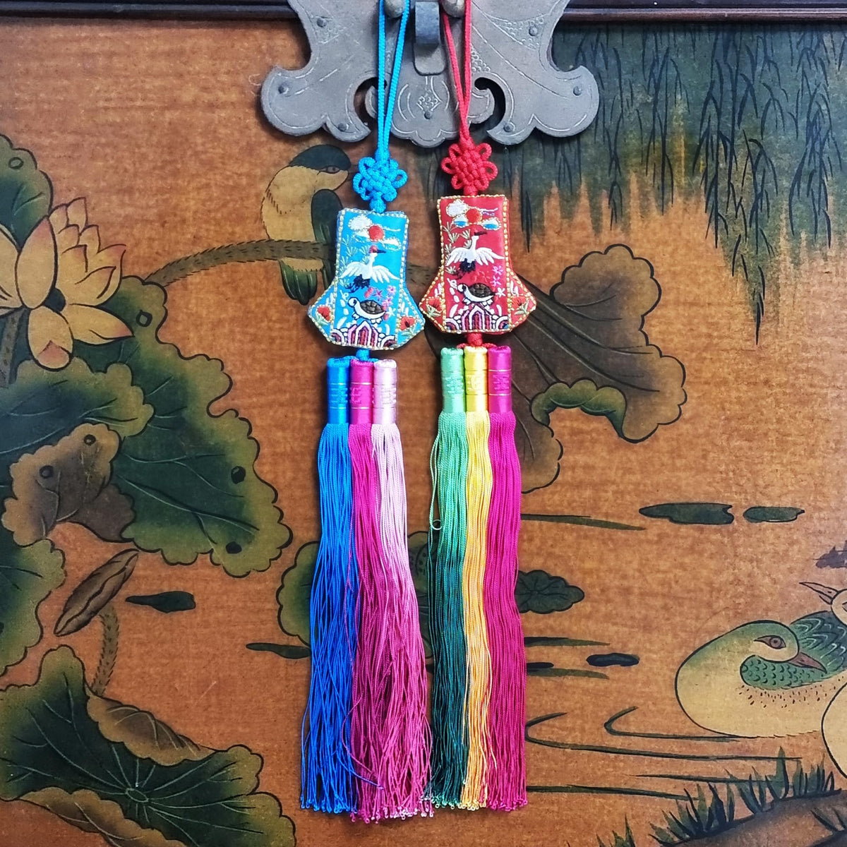 Korean Turtle & Crane Norigae (Hot Pink)