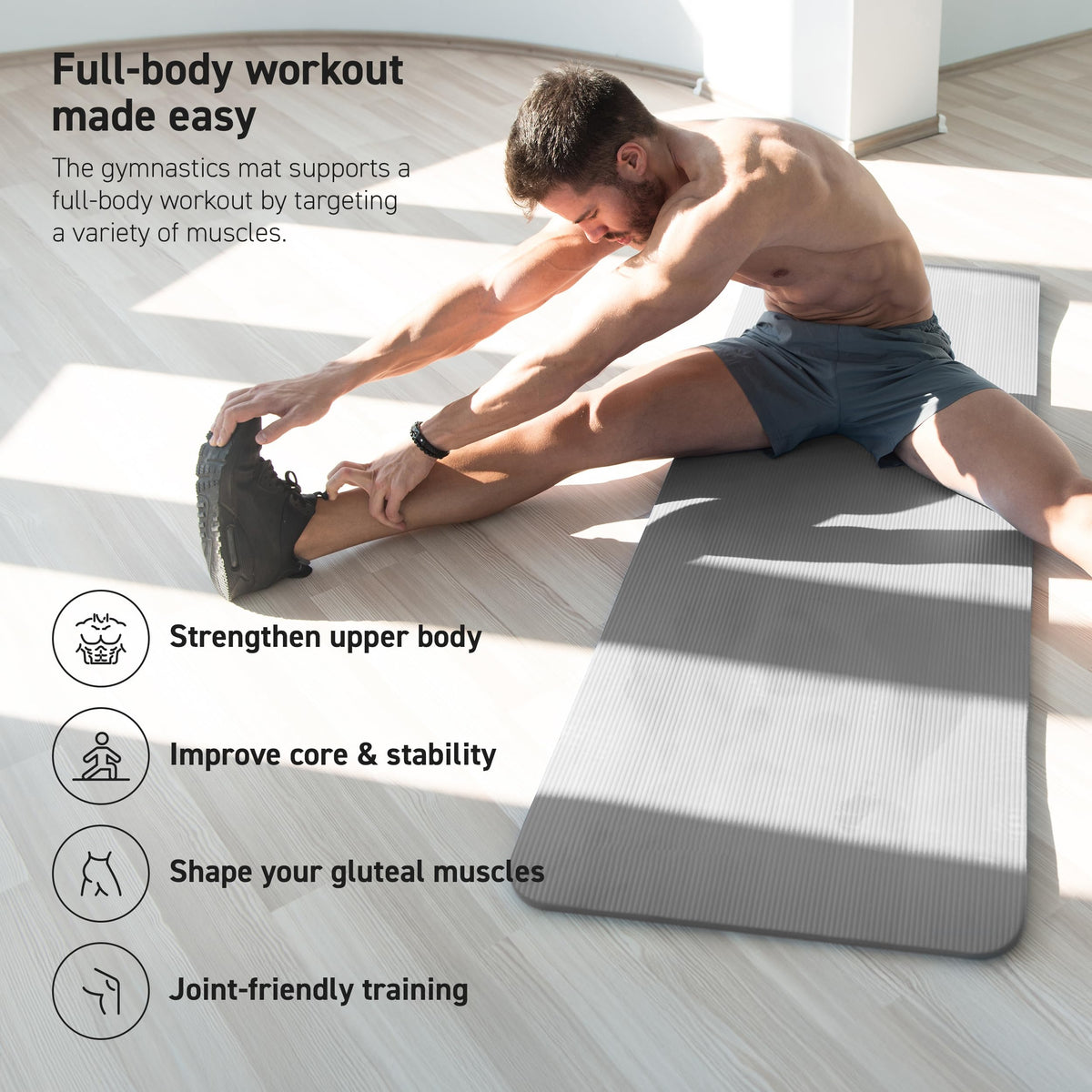 Thick Yoga Mat Premium Non Slip (Grey / 74.5 x 40 x 0.6 in)