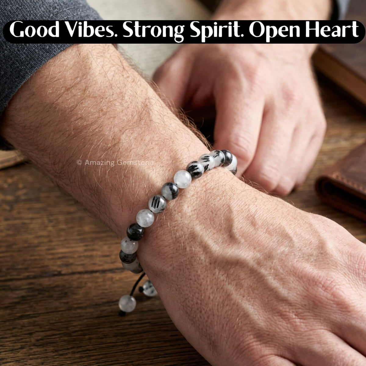 Black Rutilated Quartz Bracelet for Women Men's Gifts (Black Rutilated Quartz)