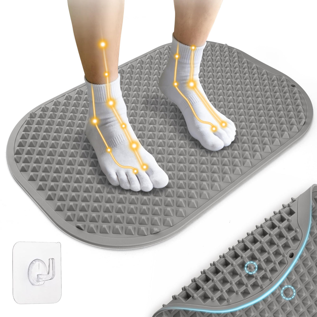 Silicone Foot Massage Mat with Dual (Gray / X-Large)