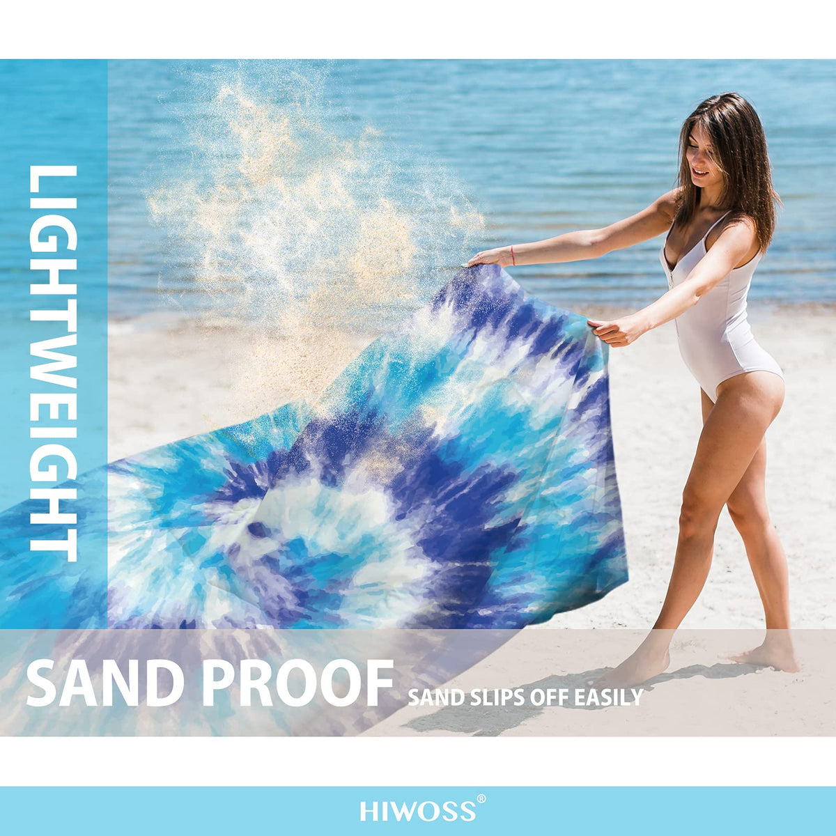 Beach Blanket Waterproof Sandproof Oversized 95”x 80” (Blue)