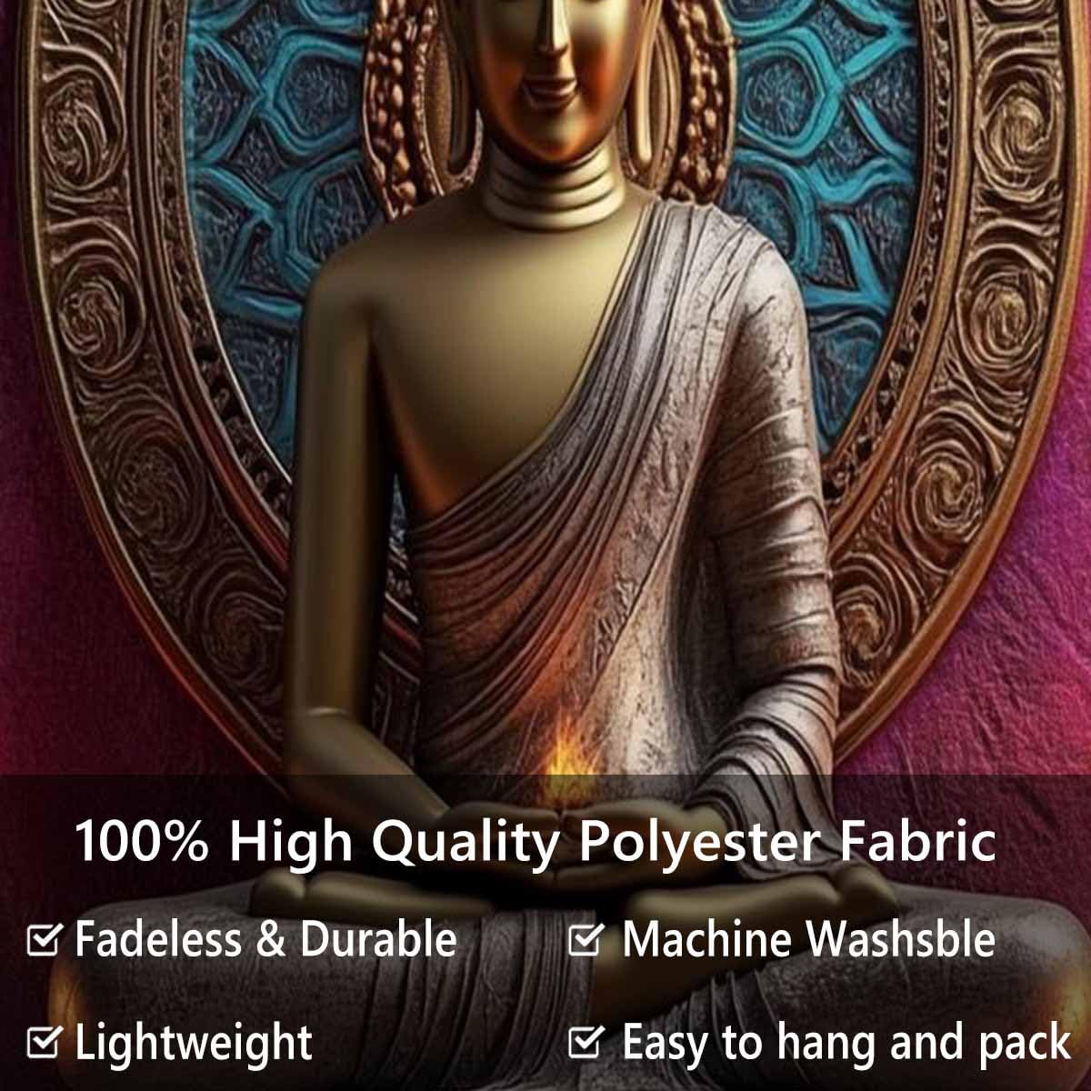 Vintage Meditation Tapestry Gloden Buddha Zen Happiness Wall Hanging Large Tapestries Psychedelic Buddhist Poster Decorations Bedroom Living Room Dorm (Red / 79"L x 59"W)