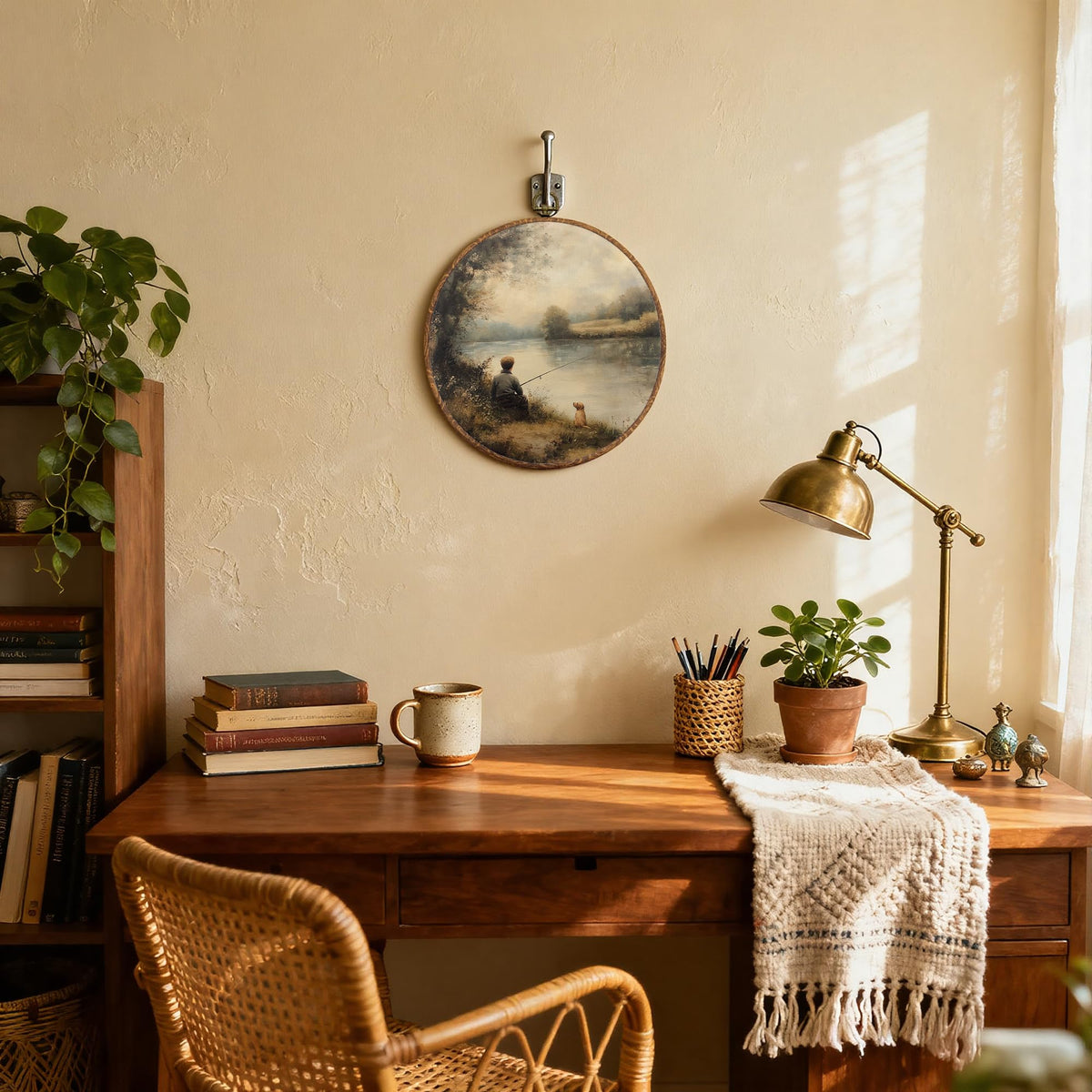 Vintage Farmhouse Lakeside Round Wall Art (04Child)