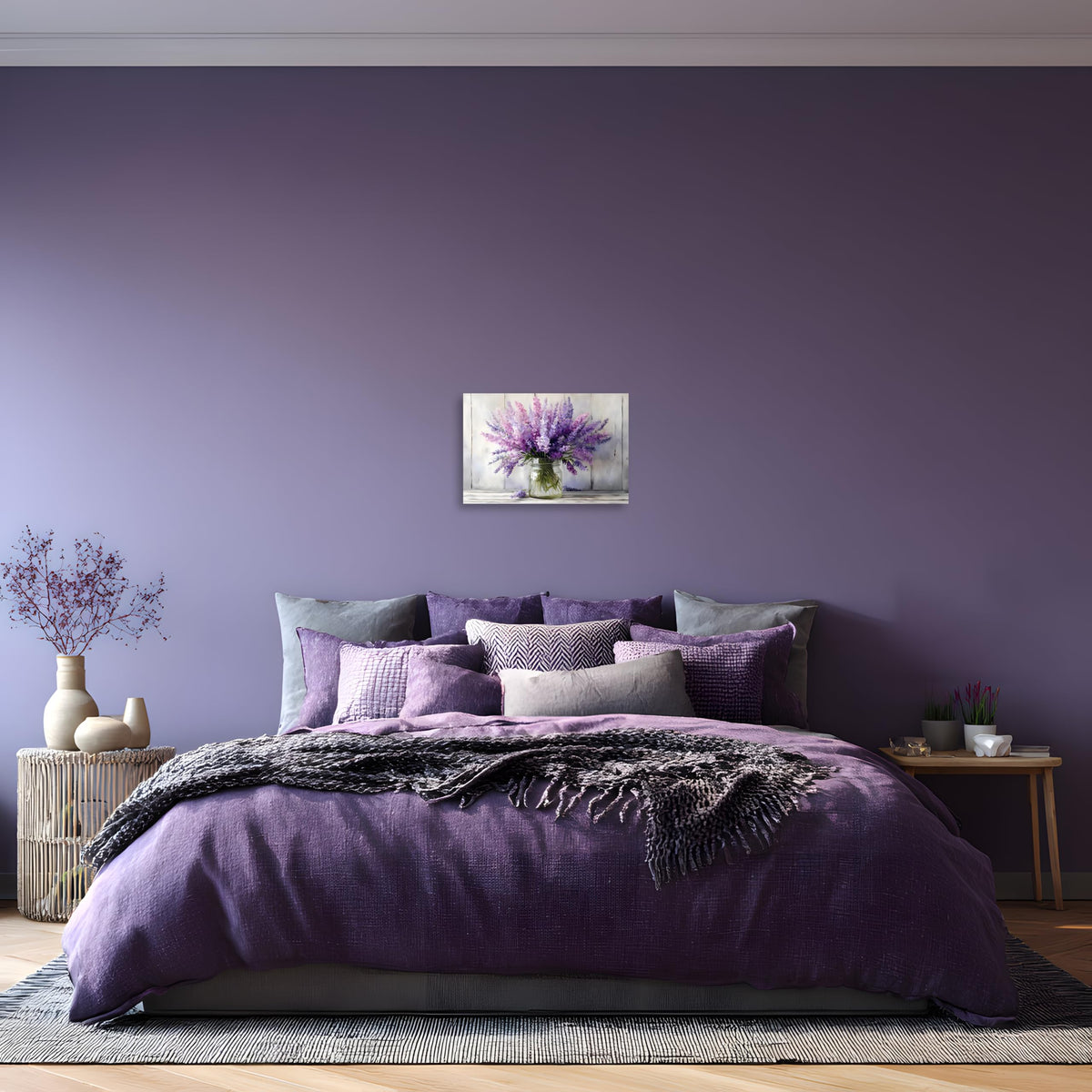 1 Panel Purple Pictures Wall Decor Purple Artwork Lavender Wall Art Country Floral Canvas Prints Botanical Art Watercolor Flower Bathroom Bedroom Decor Painting Ready to Hang 12x18 Inches (18"L x 12"W / Purple Flower 13)