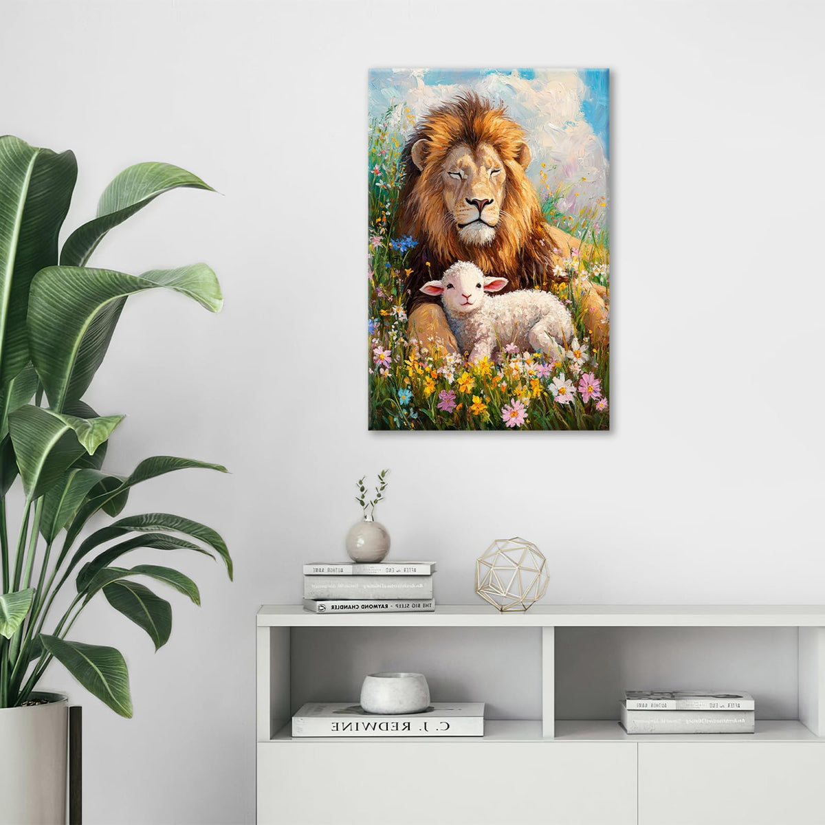 Lion And Lamb Wall Art (Lion Lamb / 24L" x 16W")