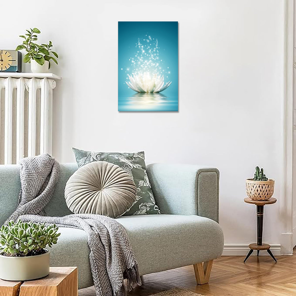 Lotus Flower Canvas Print Pictures Bathroom Decor Zen Wall Art Painting Spa Photo Artwork Framed for Spiritual Meditation Yoga Room Ready to Hang 16 x 24inch (16"L x 24"W / Lotus 01)