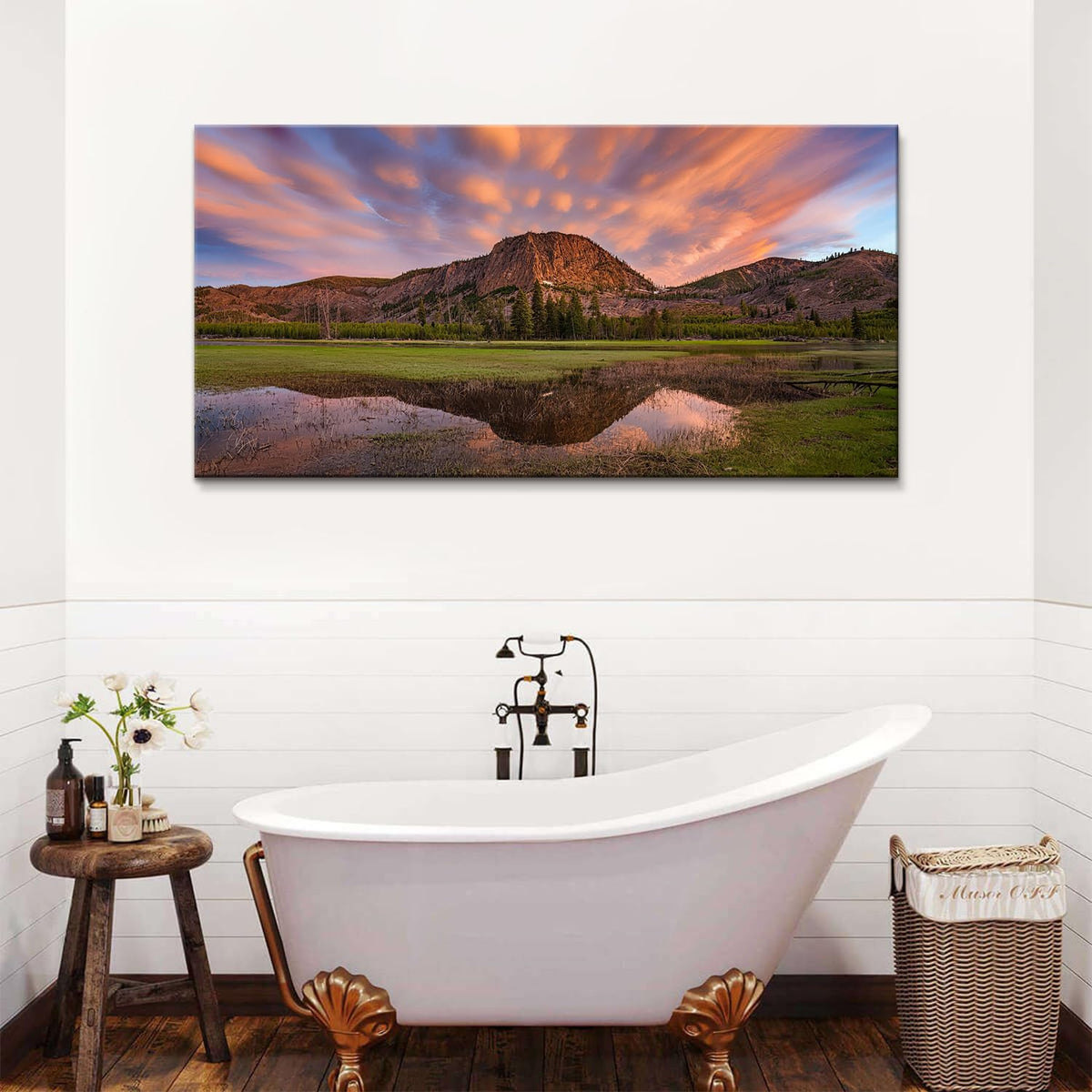 Big Mountain Scenery Wall Art Sunset Mountain Wall Decor for Living Room Forest Trees Paintings Picture USA National Parks Canvas Prints Realism Artwork for Bedroom Office Home Decorations 30x60" (60"L x 30"W / Field02)
