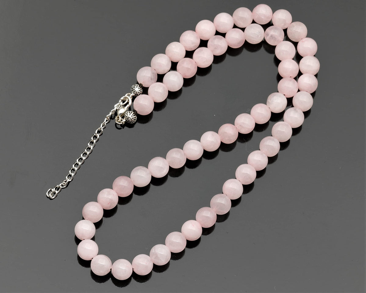Natural Rose Quartz Beaded Choker Necklace (Rose Quartz / 22 Inches)