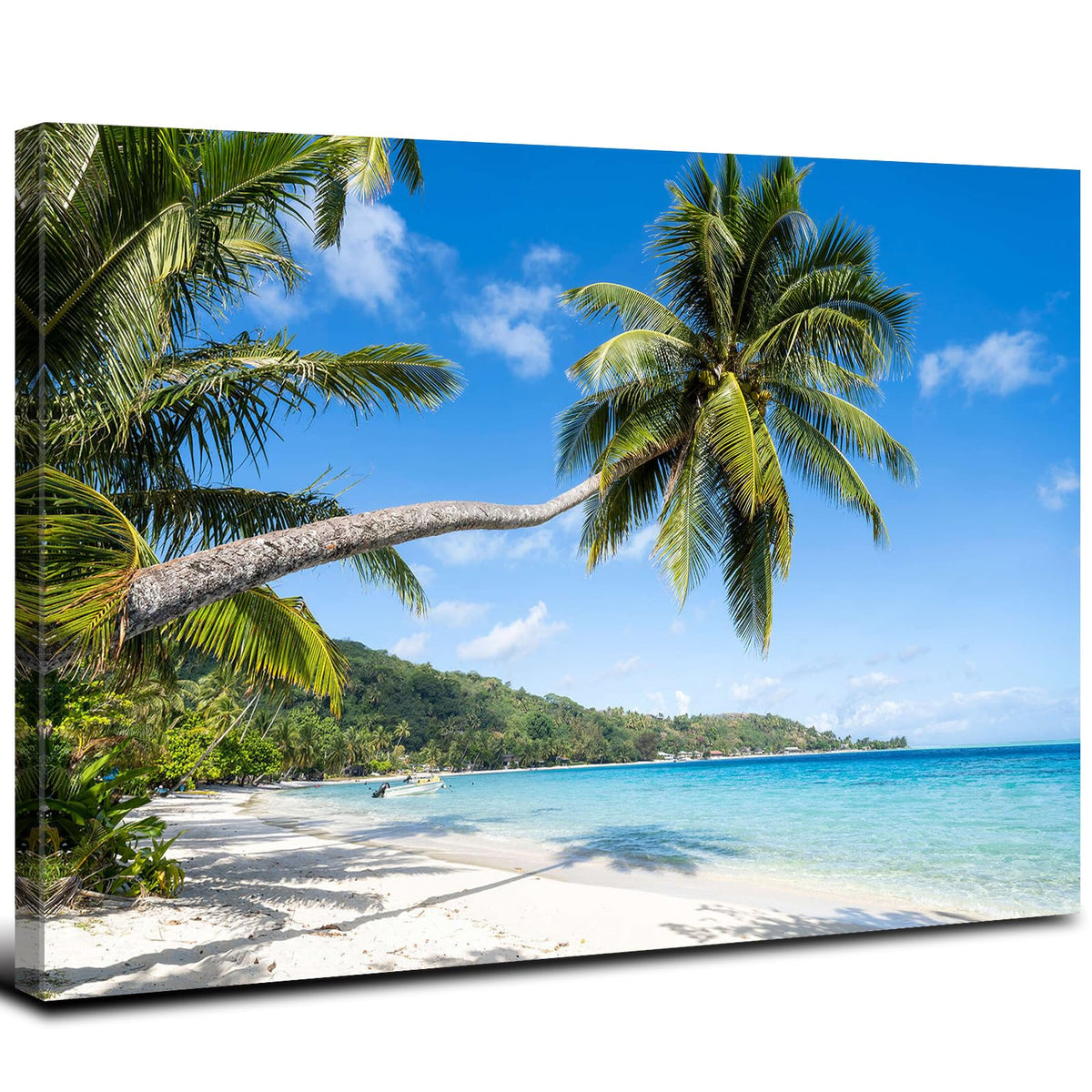 Tropical Palm Trees Wall Art Living Room Coastal Beach Nature Poster Canvas Prints Coconut Trees Seascape Painting Pictures Ocean Scenery Photography for Bedroom Office Modern Home Decorations 16x24" (24"L x 16"W / Seascape)