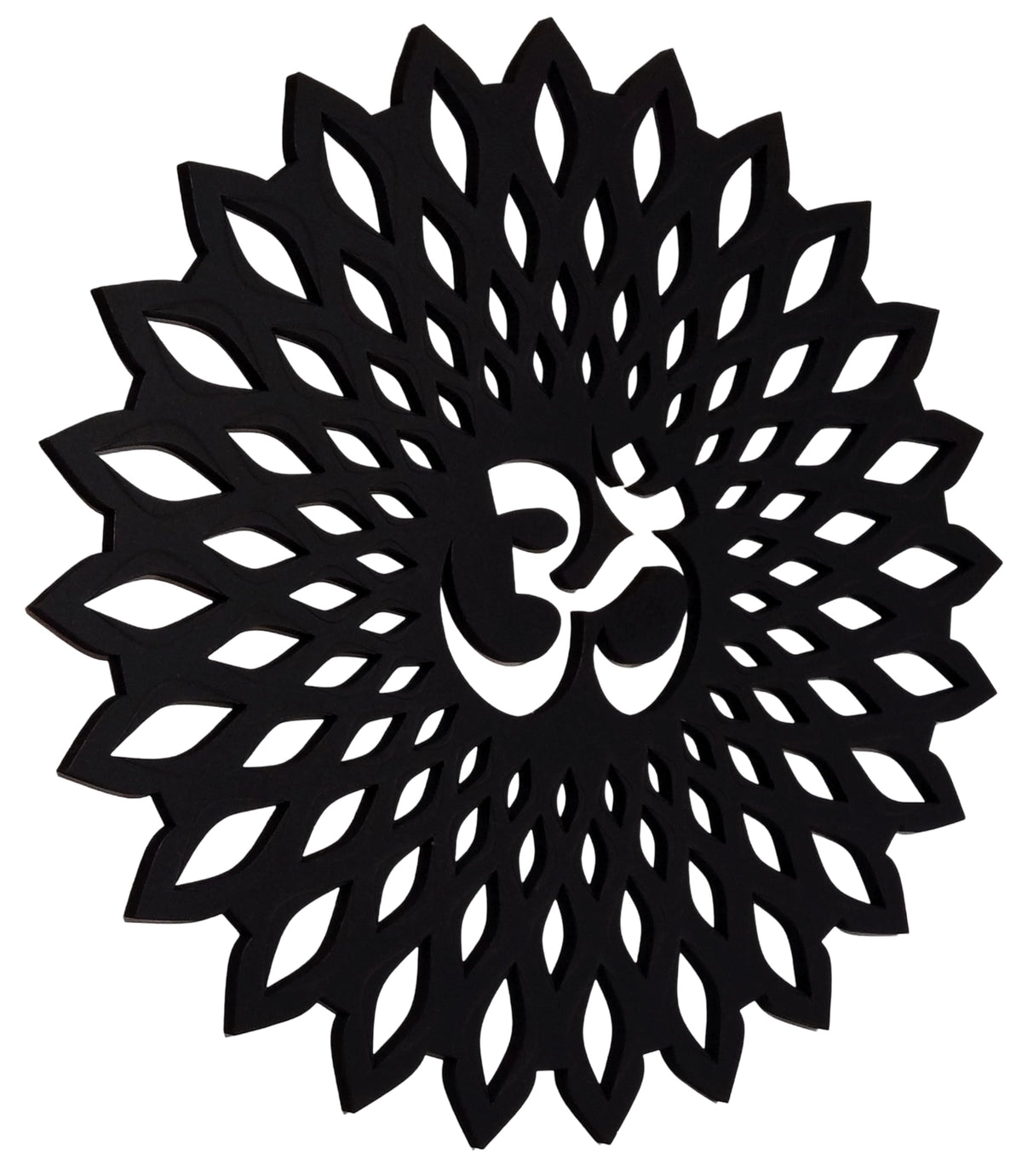 Black Om Round Decorative Wall Art Mdf Wooden Om Chakra For Temple (Marking OM-Black / 10"L x 10"W)