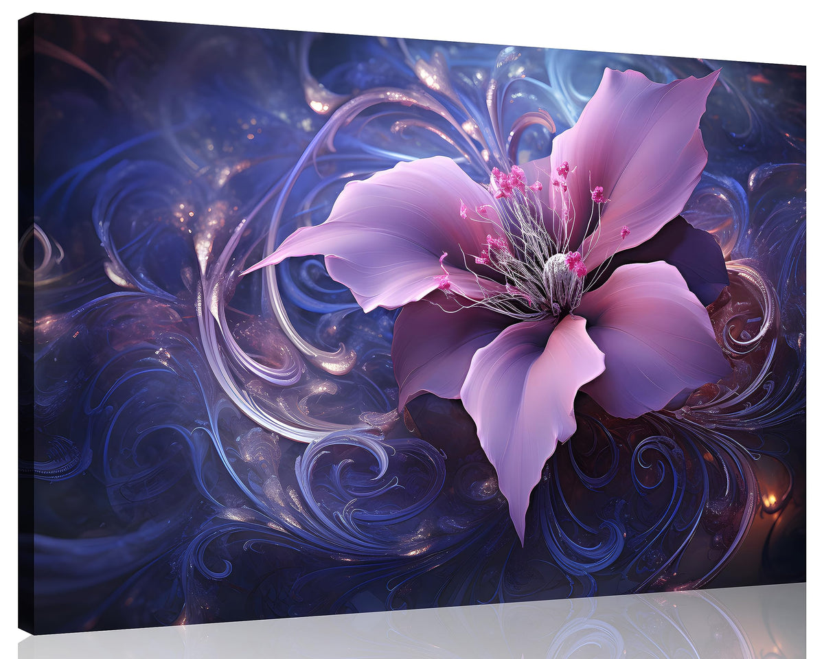 1 Panel Purple Picture Wall Art Purple Canvas Wall Art Abstract Plum Color Flower Print on Canvas Flower Painting for Bedroom Home Decor Living Room Stretched and Framed 30x40 inch (40"L x 30"W / Purple Flower 2)