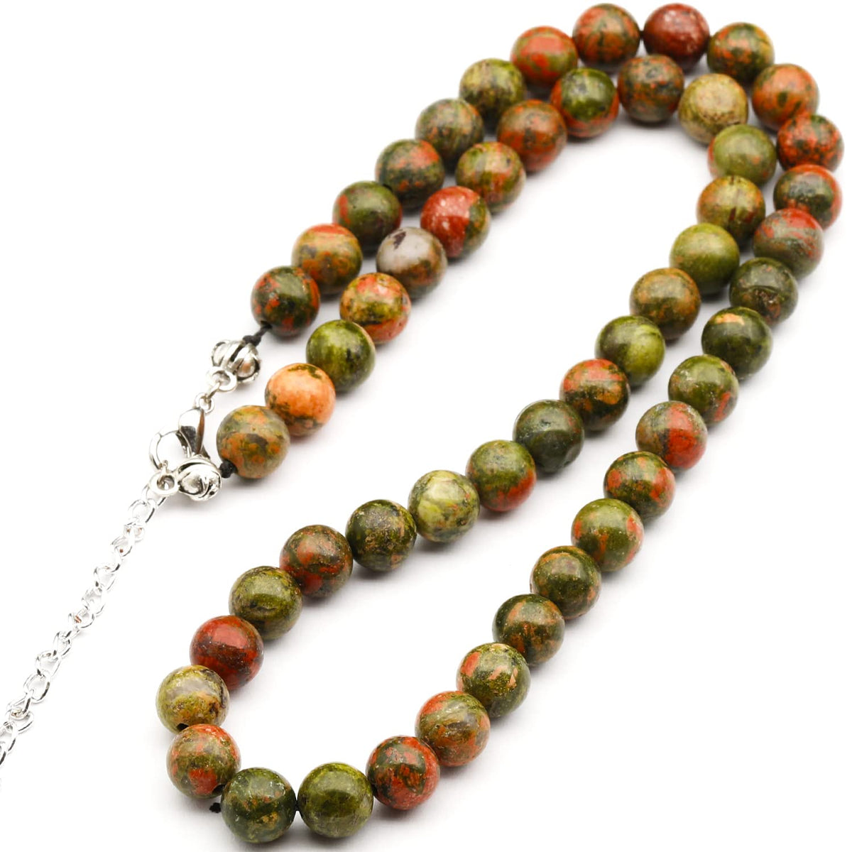 Natural Unakite Beaded Choker Necklace (Unakite / 30 Inches)