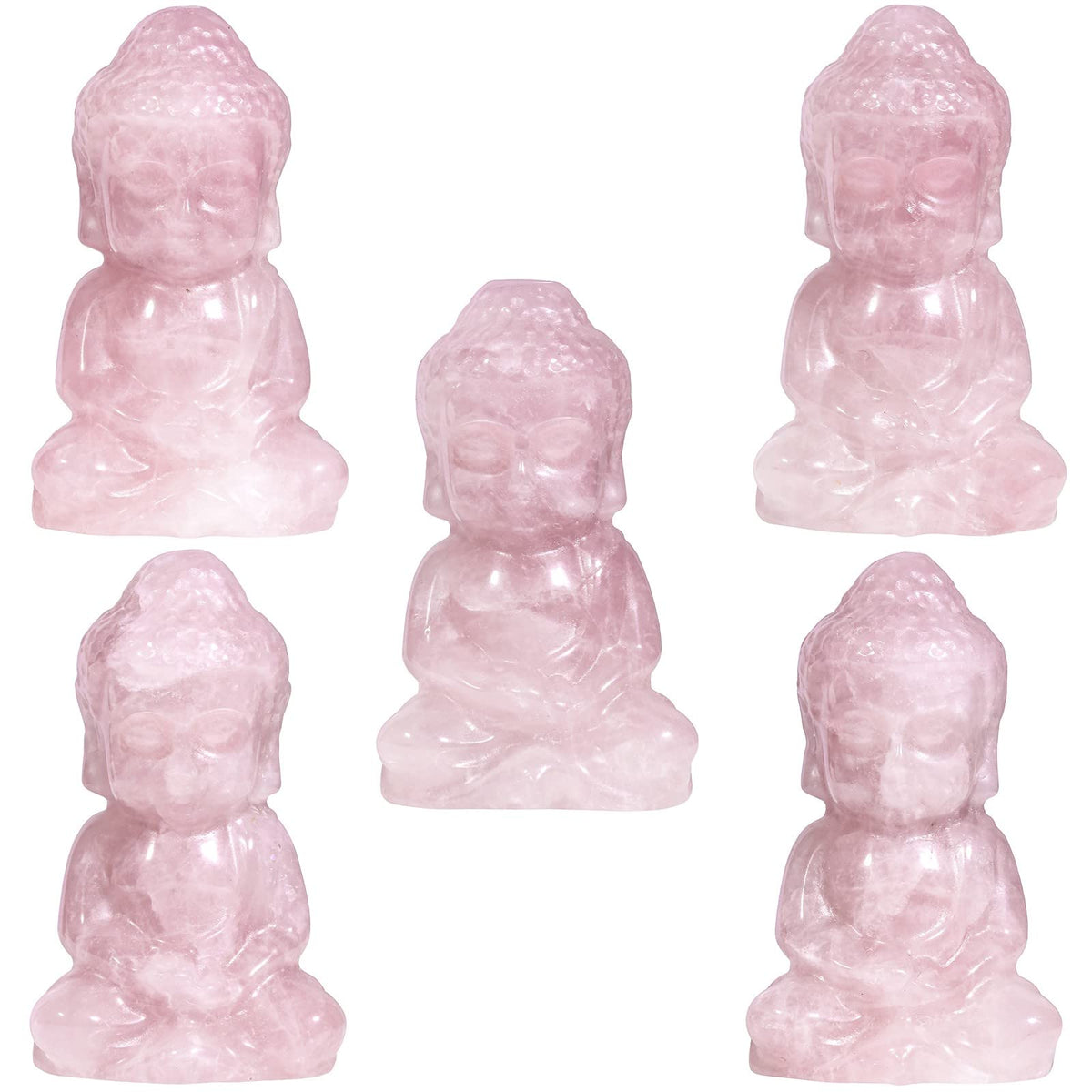 1.9 Inch Rose Quartz Meditating Buddha Statue (Pink)