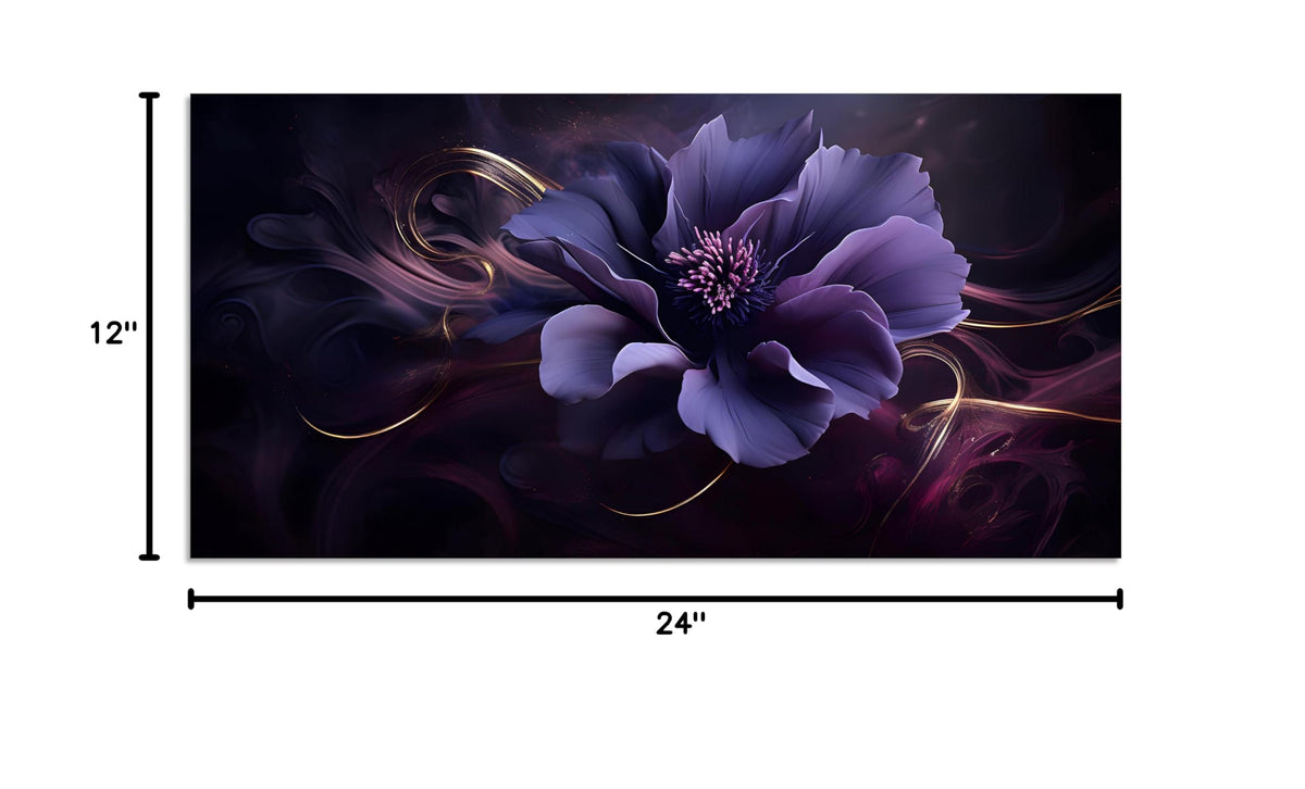 1 Panel Purple Wall Canvas Purple Canvas Pictures Abstract Plum Color Flower Print on Canvas Abstract Flower Wall Art for Bedroom Home Decor Living Room Stretched and Framed 12x24inch (24"L x 12"W / Purple Flower 8)