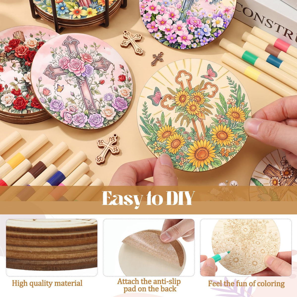 77 Pcs Wooden Coasters Paint Kit (Christian)