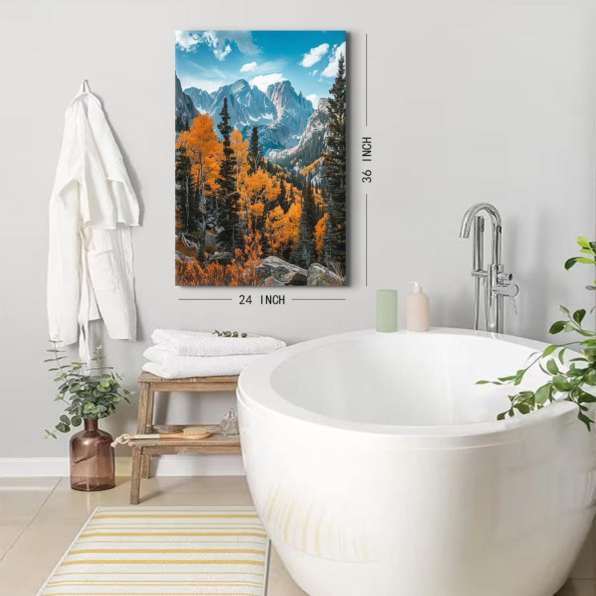 Nature Mountain Wall Art National Park Posters Autumn Orange Forest Picture Wall Decor Nature Wilderness Woodland Landscape Canvas Prints Painting for Living Room Bedroom Home Decoration 24x36" (36"L x 24"W / Fall Landscape02)