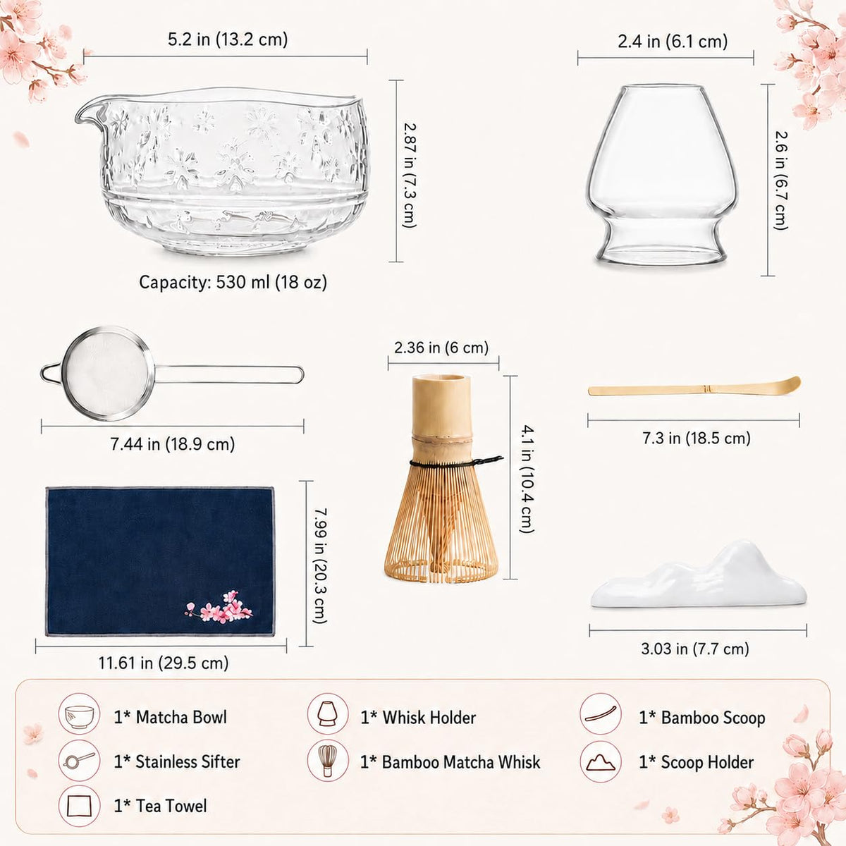 Matcha Whisk Set (Glass Clear)