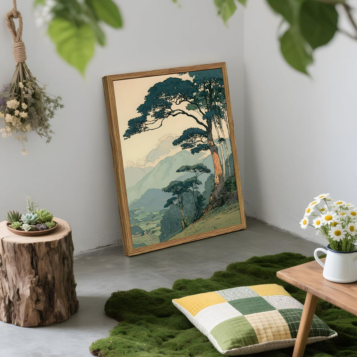 Vintage Japanese Forest Wall Art (16"L x 12"W / Tree-B)