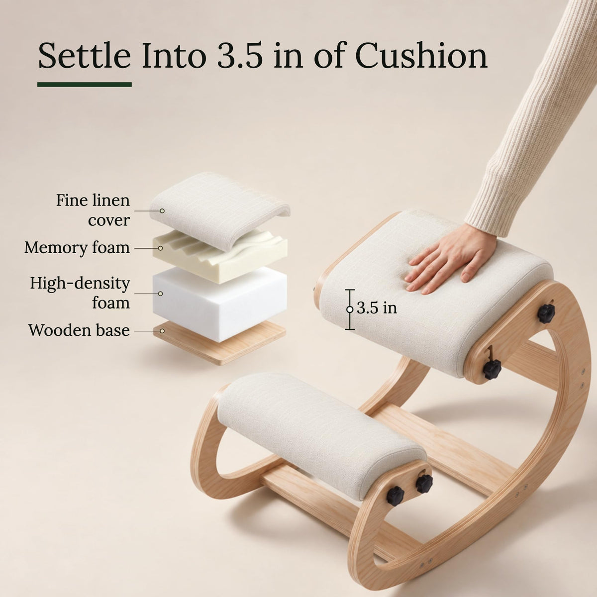 Ergonomic Kneeling Chair with Adjustable Seats (Ivory / Classic)