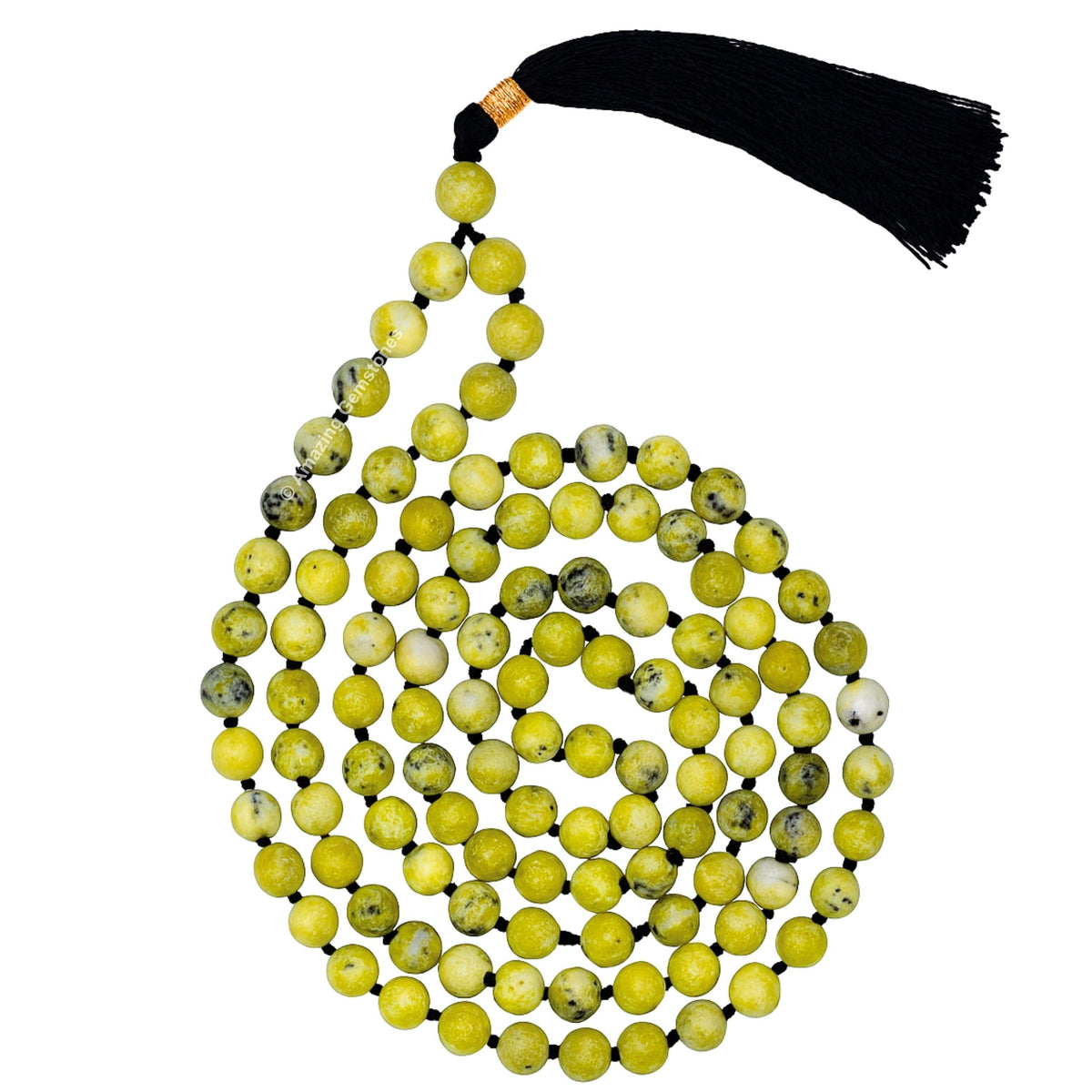 Serpentine Buddhist Prayer Beads Japa Mala with 108 Meditation Beads (Hand Knotted / Serpentine)