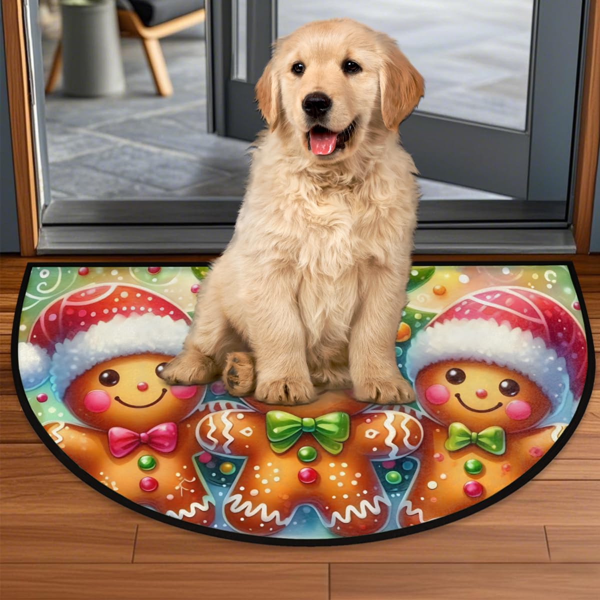 Christmas Half Round Door Mat Outdoor Welcome Entrance Doormat A15 (B-25 Christmas)