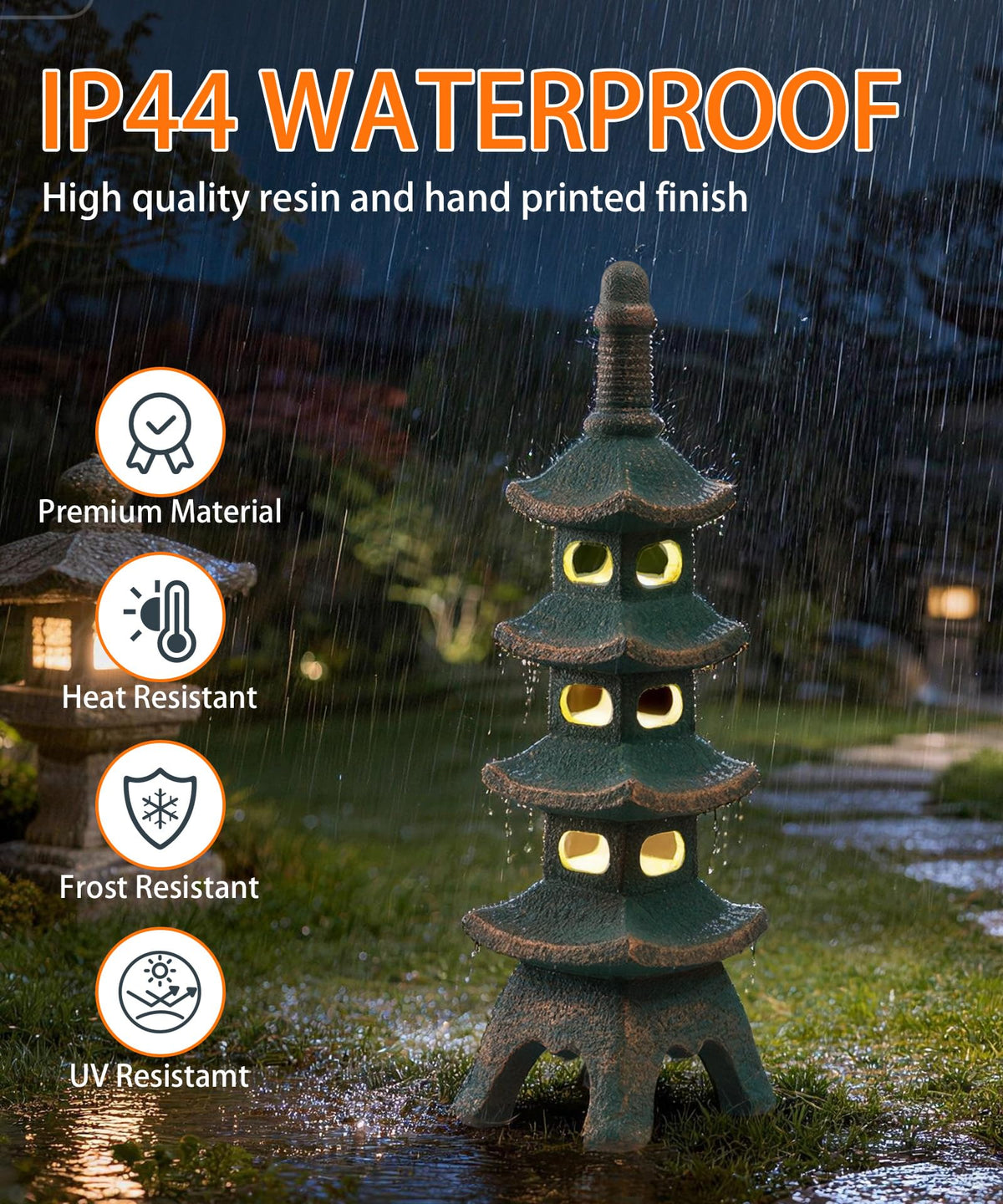 Solar Pagoda Garden Statues (65cm Bronze)