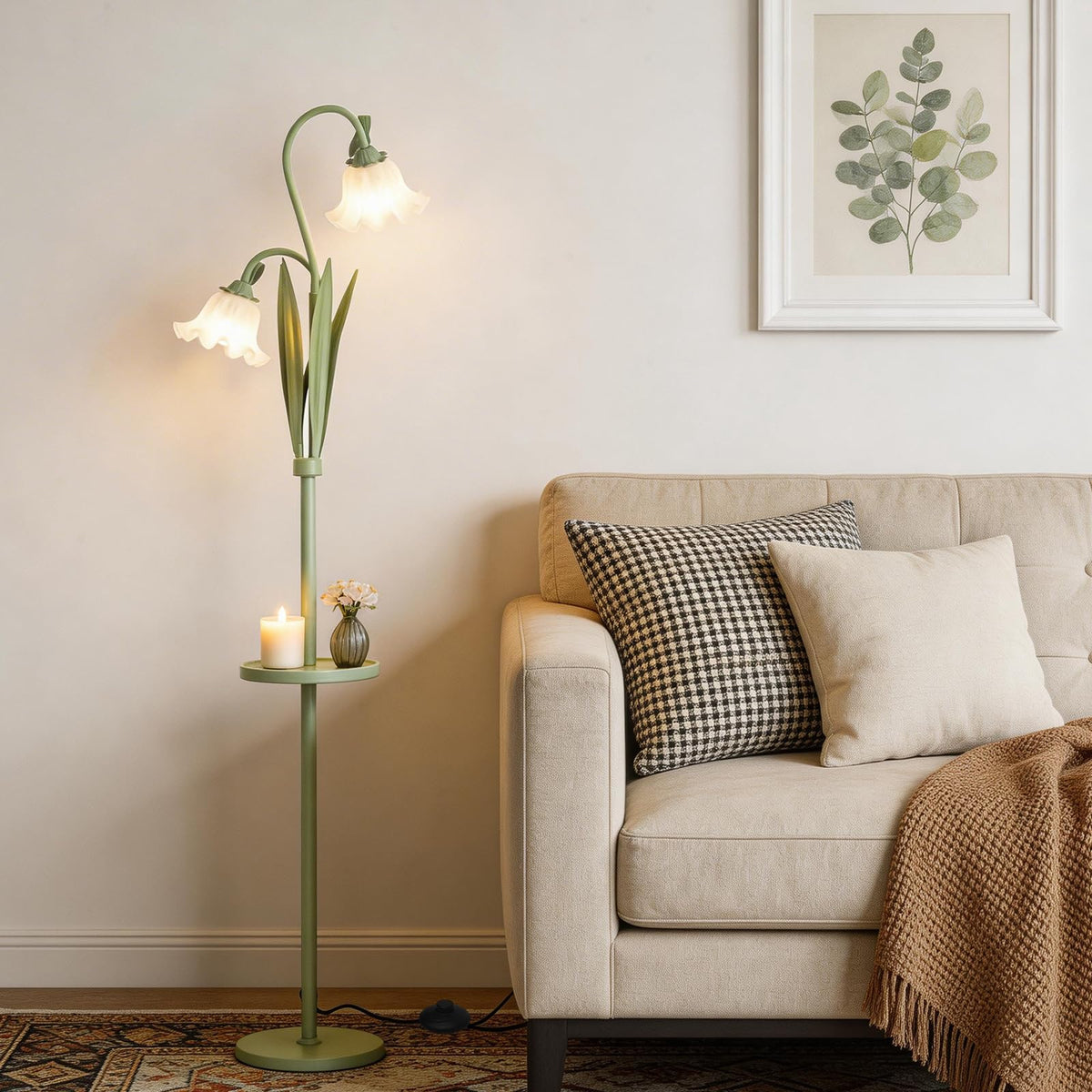 Funky Flower Floor Lamp with Table (Matcha Green)