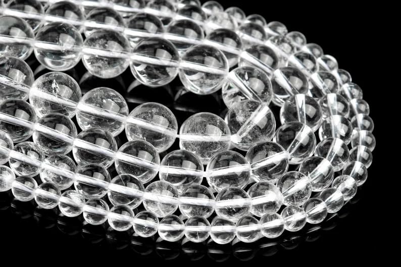 116 Pcs Clear Quartz Beads for Jewelry Making 6 MM Clear Quartz Gemstones Loose Stone Beads (Clear Quartz / 6MM, 116-120pcs)