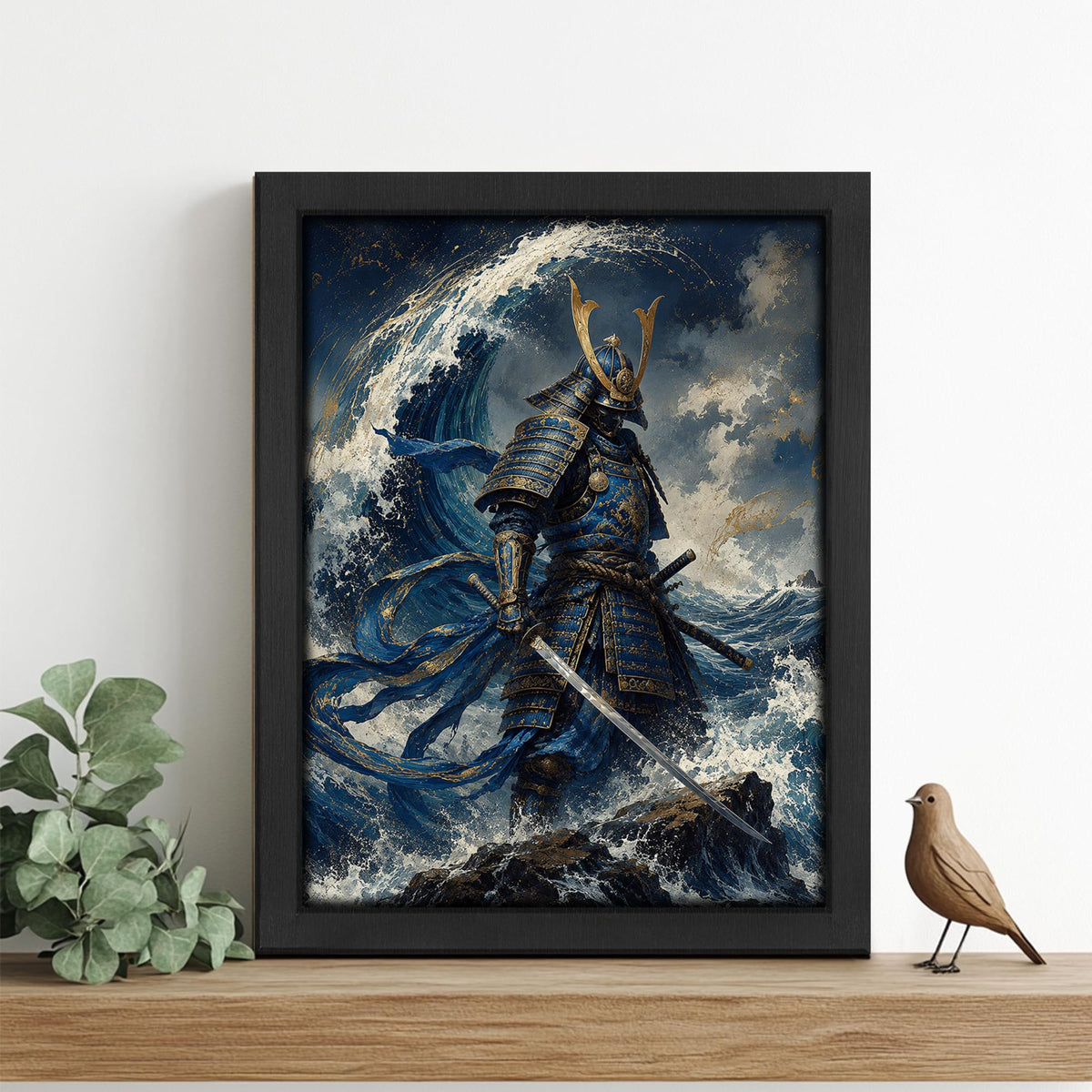 Japanese Samurai Decor Wall Art (Wall Art Framed 33 / 10"L x 8"W)