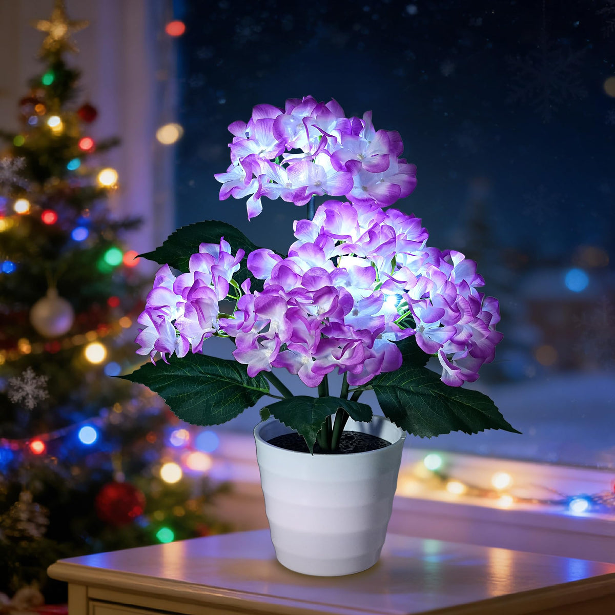 Purple Hydrangea Flower Table Lamp Decor Gifts for Women Birthday (HYDRANGEA FLOWR-Z)
