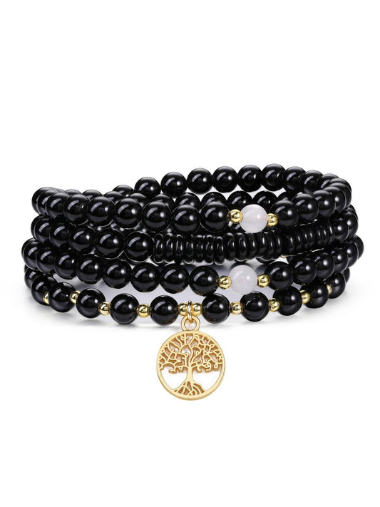 108 Mala Beads Bracelet 6mm Black Obsidian Gemstone Necklace (Black Obsidian)
