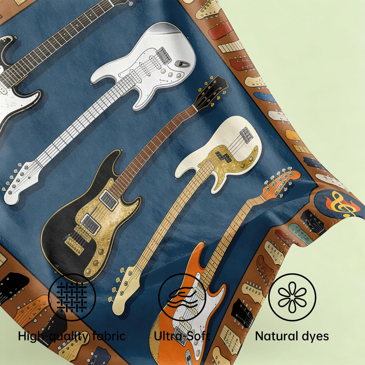 Guitar Throw Blanket Music Rock and Roll Cozy Soft Plush Flannel 50"X60" (Guitar / 50"X60")
