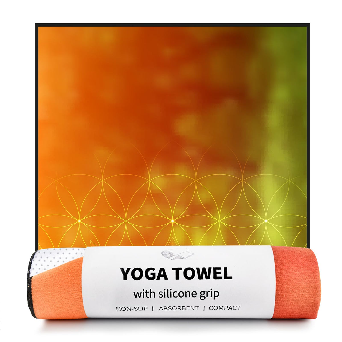 Hot Yoga Towel with Grip Dots (Geometric Flower / 74" x 26")