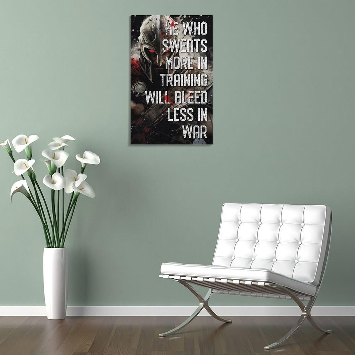 He Who Sweats More In Training Spartan Warrior Canvas Printing Wall Art Prints Wall Decor Posters Gym Motivation Banner Fitness Quote Dark Industrial Office Bedroom Decor 20x30inch (style-38 / 20x30inch(50x75cm) Frame)