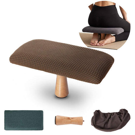 Meditation Bench Kneeling Stool Foldable Wooden Prayer Seat (Brown)