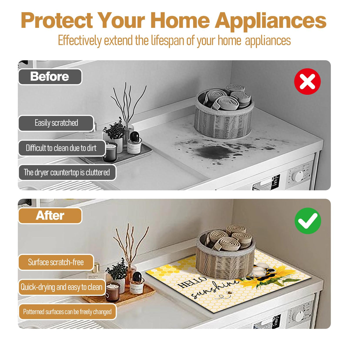 Dryer Top Protector Mat (yellow spring summer)