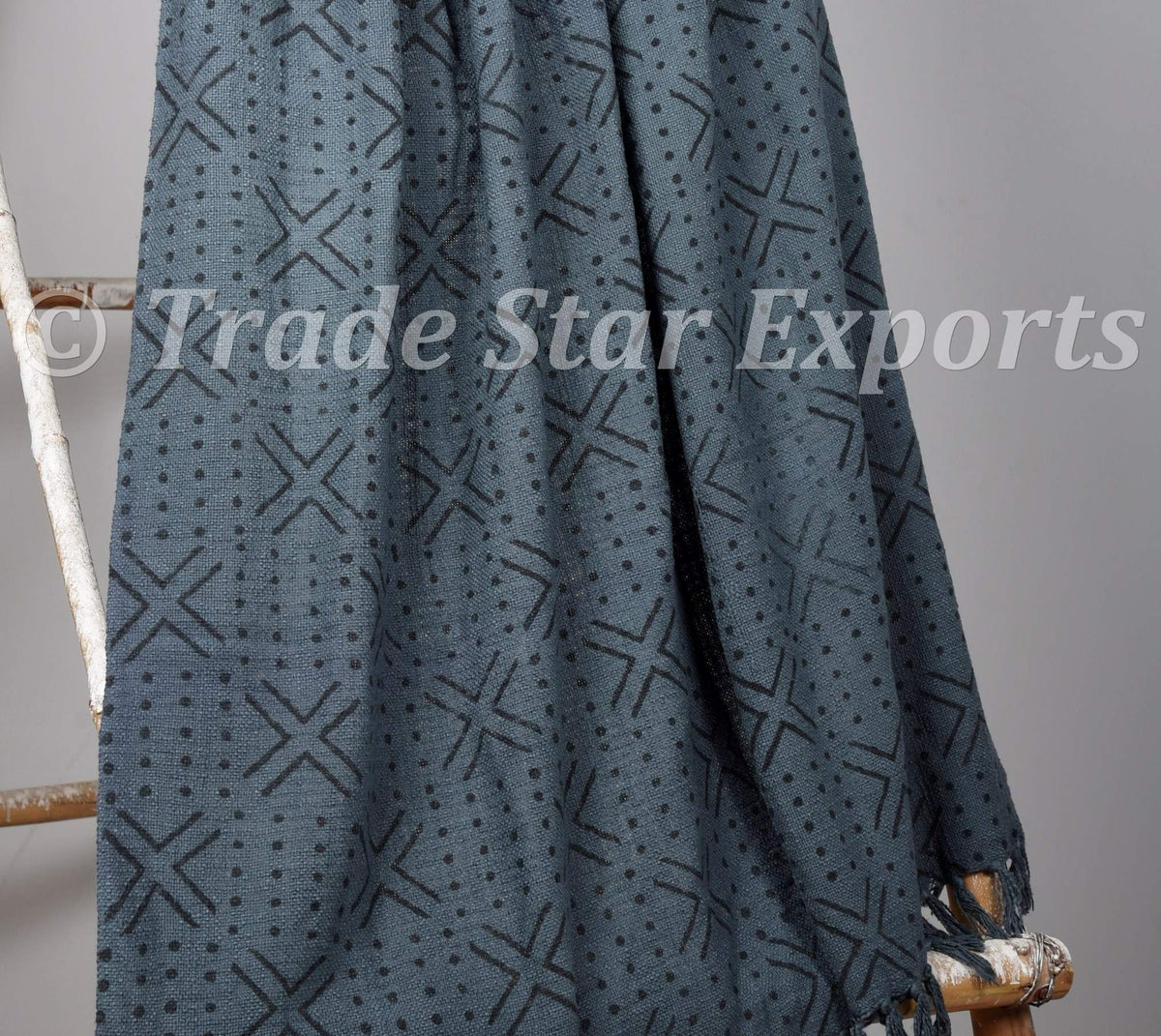 Ethnic Block Print Blanket Black & Gray Couch Coverlet Hand Loomed Sofa Cover Beach Blanket Decortaive Bed Throws for Living Room Decor (Grey Black / Nova (120 x 170 Cms))