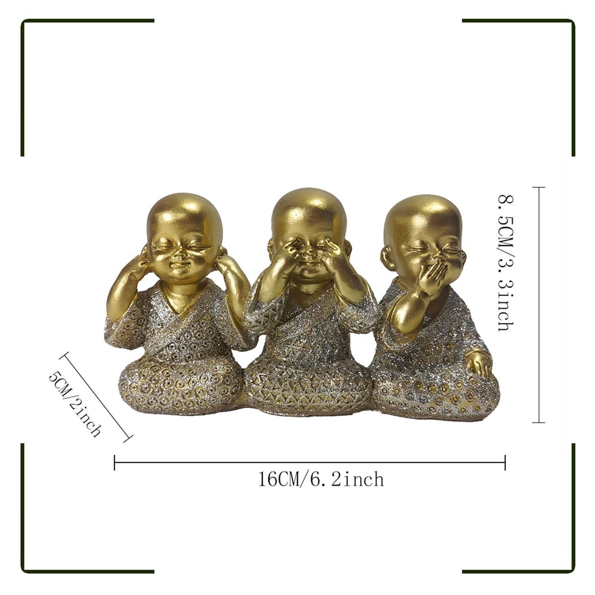Golden Monks Resin Buddha Statue Small (Golden Three Wise Buddha Statue)