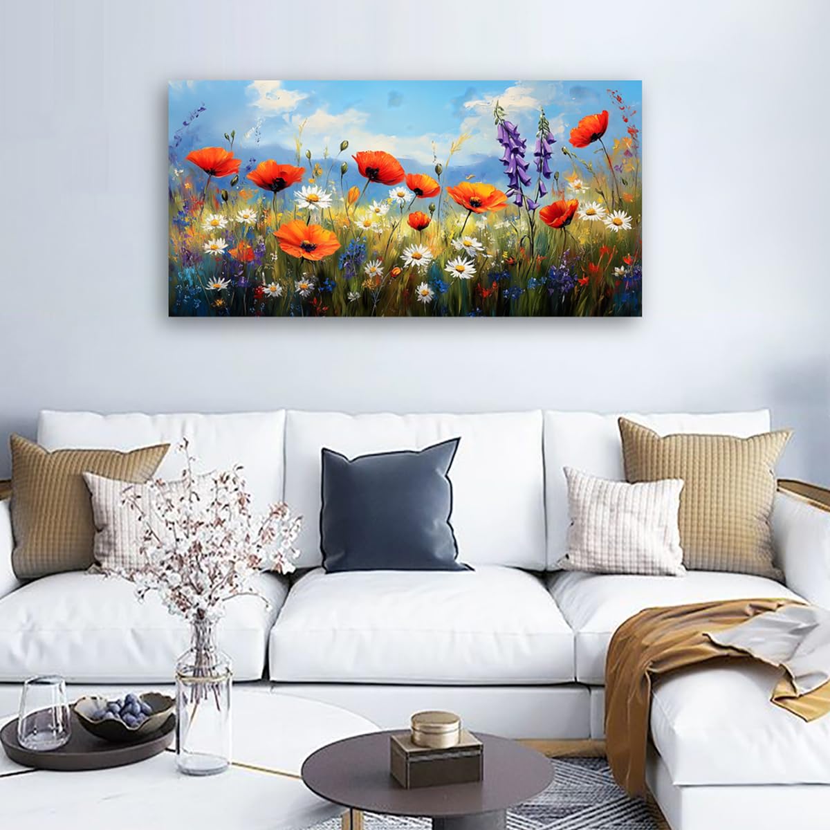 Wildflower Canvas Wall Art (40"L x 20"W / Colored wildflowers)