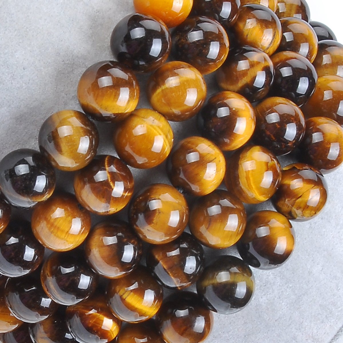 Natural Healing Power Gemstone Crystal Beads Unisex Adjustable Macrame Bracelets 6mm (Yellow Tiger Eye / 6mm)