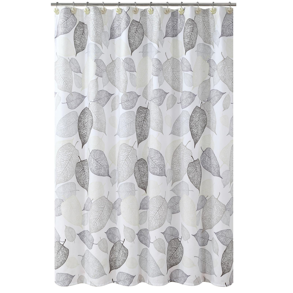 Grey Hollow Leaf Shower Curtain (Whispering Leaves / 72"W x 90"L (Pack of 1))