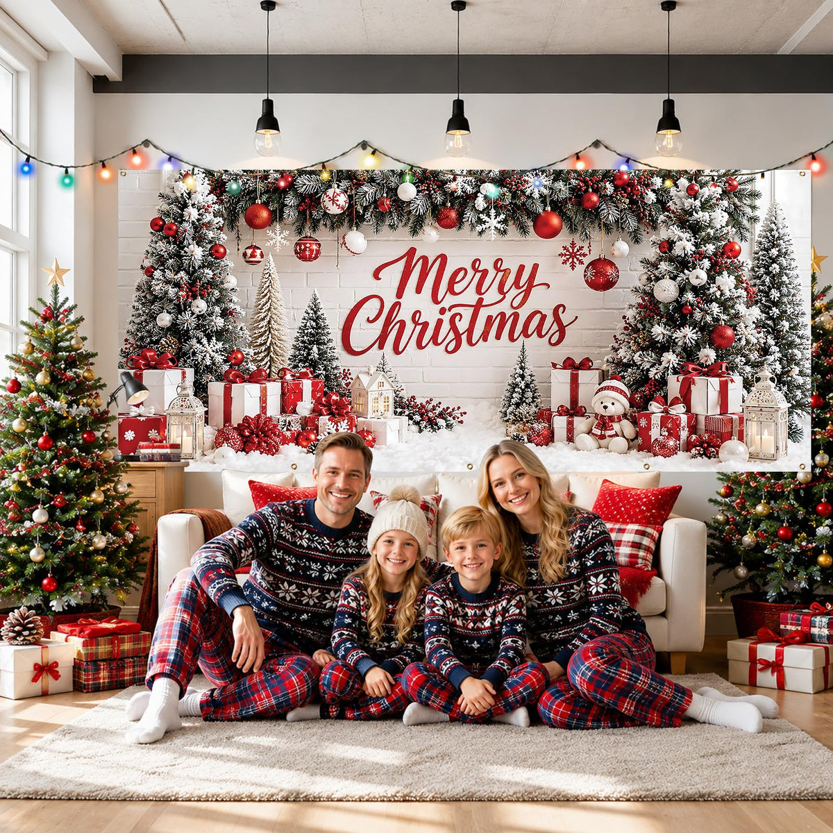 Christmas Garage Door Cover Merry Christmas Party Backdrop Decor 6x13FT (Merry Christmas)