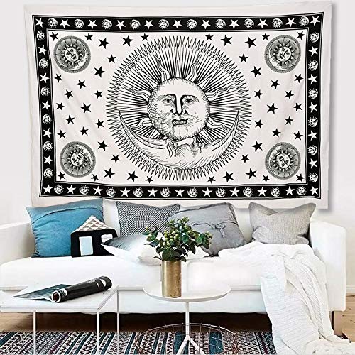 Tie Dye Mandala Tapestry (White / 90"L x 85"W)