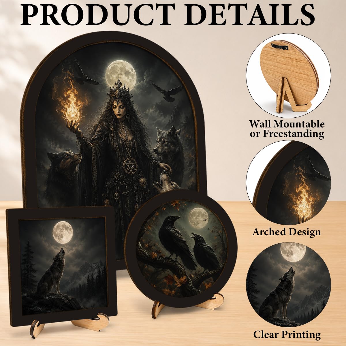 3 Pcs Witch Moon Wall Art Sign (Dark-07)