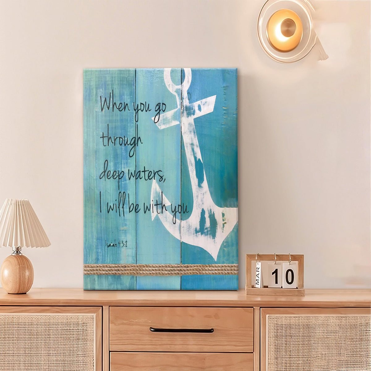 Bathroom Anchor Wall Art Christian Scripture Canvas Print Nautical Beach Bathroom Pictures Ocean Coastal Theme Painting Framed Artwork Office Home Decor for Bedroom Dining Living Room 20"x24" (24"L x 20"W / Blue Anchor)